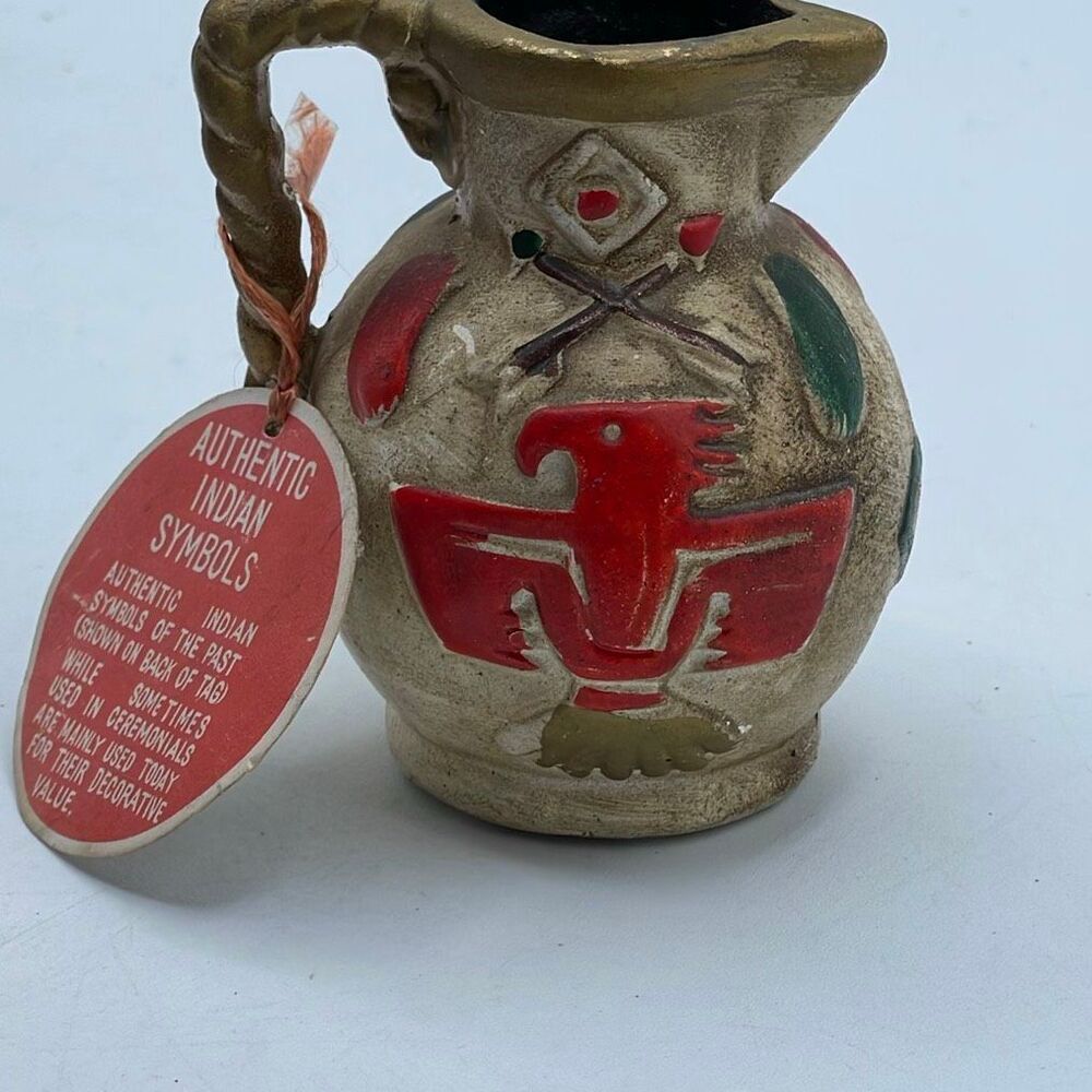 NWT Kenmar Southwestern-style pottery Thunderbird tiny pitcher.